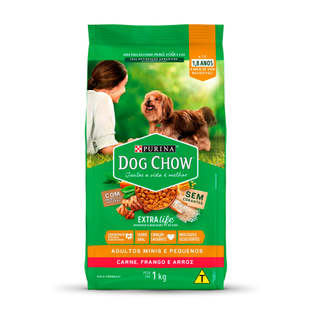 Dog Chow Ração Premium Especial para Cães Adultos Minis e Pequenos SABOR Carne, Frango e Arroz 15 kg